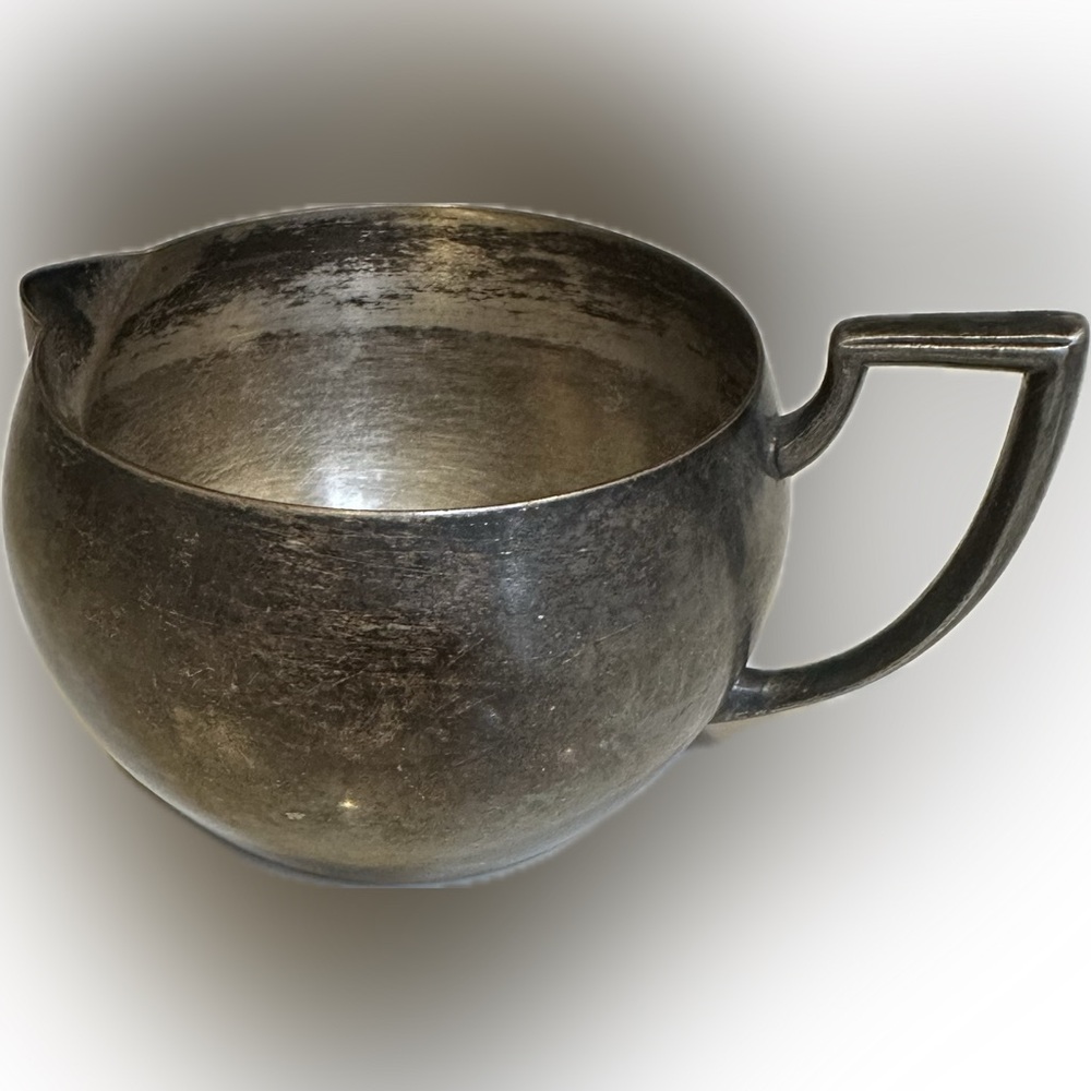 VTG EMPIRE CRAFTS SILVER / PLATED METAL CREAM PITCHER CUP SPOUT TARNISH ART DECO